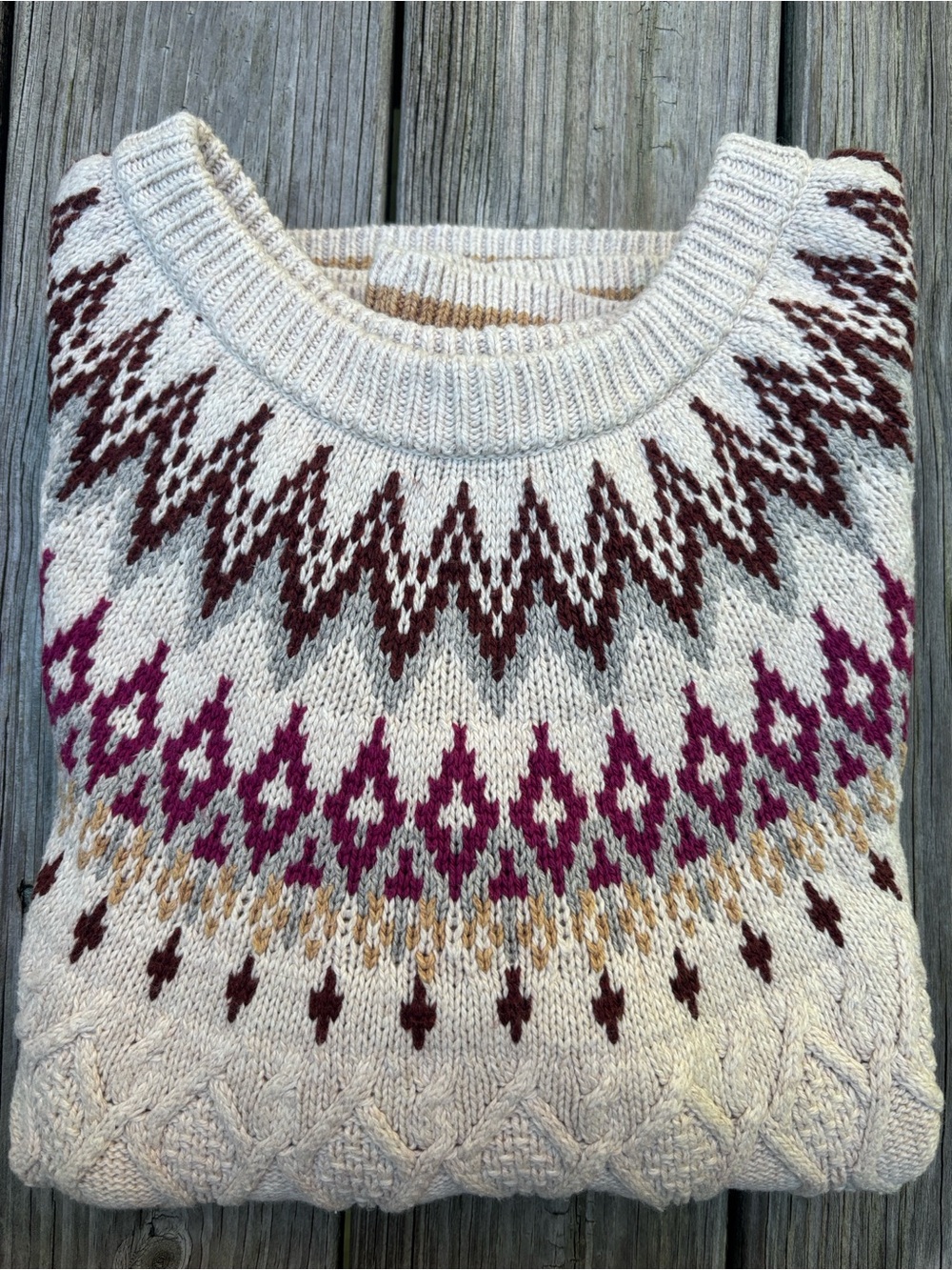 Sundance Fair Isle Rustic Chalet-style Cabincore Knit Crewneck Sweater Size L